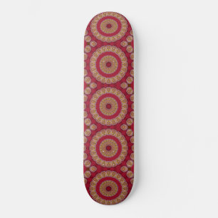Rode gouden rosetten Mandala Skateboard