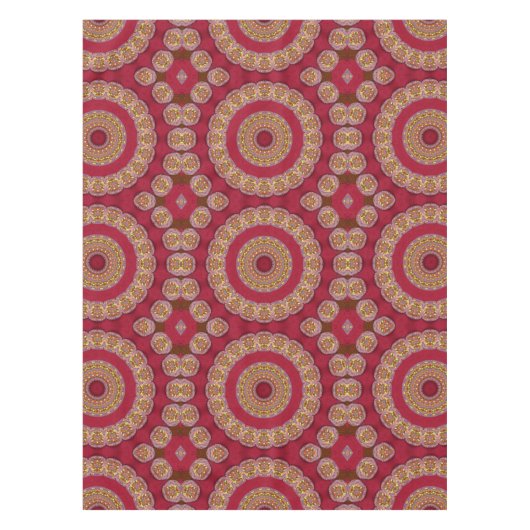 Rode gouden rosetten Mandala Tafelkleed (Voorkant)