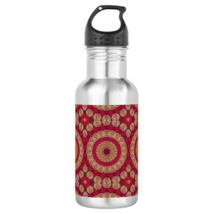 Rode gouden rosetten Mandala Waterfles