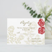 Rode gouden rozen beantwoorden platte kaart (Staand voorkant)