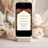 Rode Gouden Rozen Bloemen Anand Karaj Sikh Bruilof Kaart