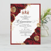 Rode Gouden Rozen Prinses Quinceañera  Kaart (Staand voorkant)