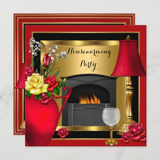 Rode gouden Rozen voor huisverwarming Kaart (Voorkant / Achterkant)