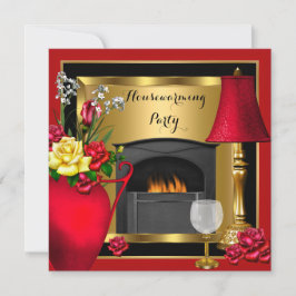 Rode gouden Rozen voor huisverwarming Kaart