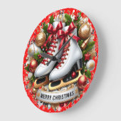 Rode Gouden Schaatsen Prettig Kerstfeest Grote Klok (Hoek)