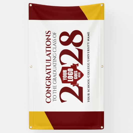 Rode Gouden School College Graduating Class Spandoek (Verticaal)