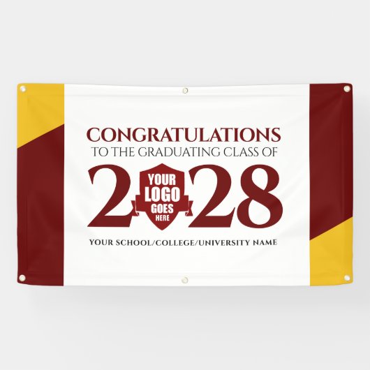 Rode Gouden School College Graduating Class Spandoek (Horizontaal)