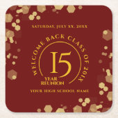 Rode & Gouden School College Klasse Reünie Kartonnen Onderzetters (Voorkant)