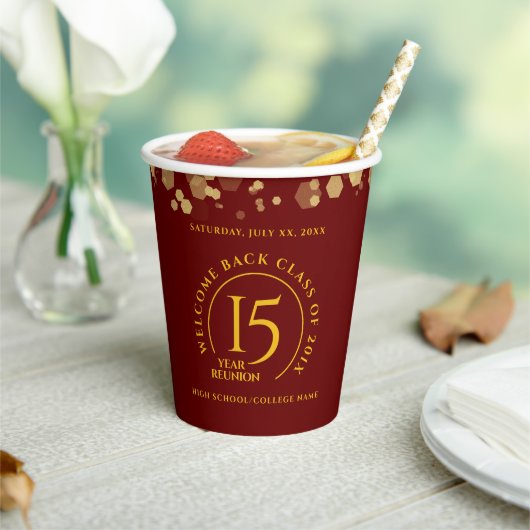 Rode & Gouden School College Klasse Reünie Papieren Bekers (Insitu)