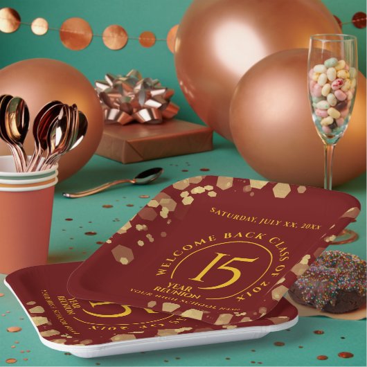 Rode & Gouden School College Klasse Reünie Papieren Bordje (Multi)