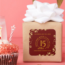 Rode & Gouden School College Klasse Reünie Vierkante Sticker