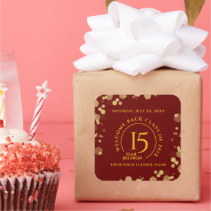 Rode & Gouden School College Klasse Reünie Vierkante Sticker