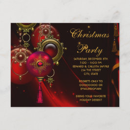 Rode Gouden Sieraden Bedrijfs Kerstfeest Kaart