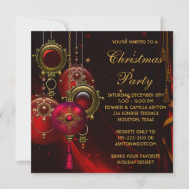 Rode Gouden Sieraden Bedrijfs Kerstfeest Kaart