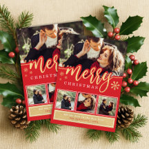 Rode Gouden Sneeuwvlok Kerst Foto Collage