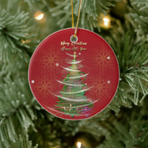 Rode & Gouden Sneeuwvlok Kerstmis keramische kerst
