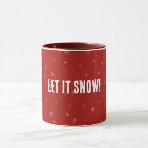 Rode Gouden Sneeuwvlokken Kerstmis Laat het Sneeuw Mok