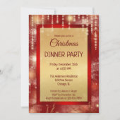 Rode Gouden Sprankelende Lichten Kerstmis Diner Pa Kaart (Voorkant)