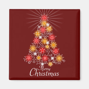 Rode & Gouden Ster Kerstboom Plein Magneet