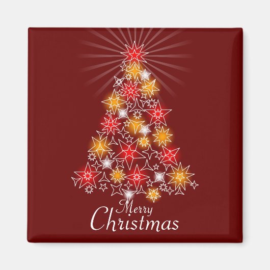 Rode & Gouden Ster Kerstboom Plein Magneet (Voorkant)