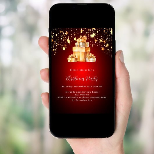 Rode gouden sterren geschenken Kerstfeest Kaart