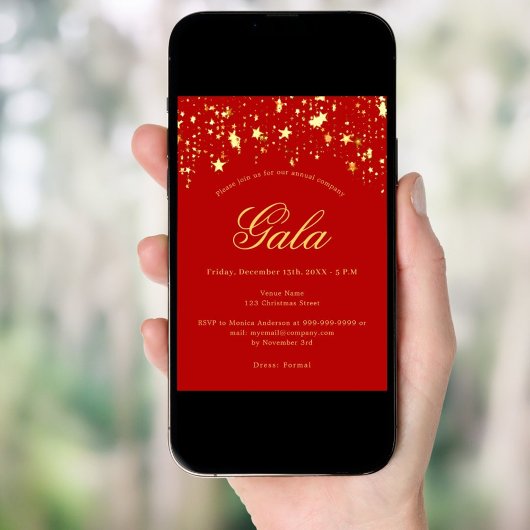 Rode gouden sterren jaarlijks bedrijfs gala kaart