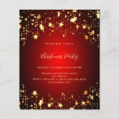Rode gouden sterren Kerstfeest uitnodiging (Voorkant)