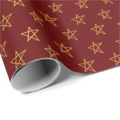 Rode gouden sterren schitteren helder cadeaupapier (Rol Hoek)