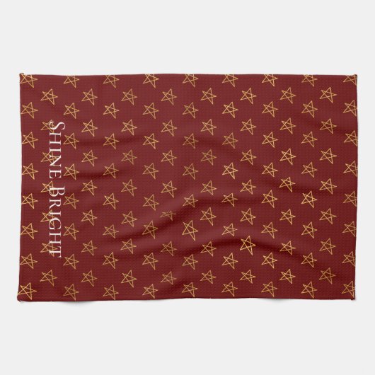 Rode gouden sterren schitteren helder theedoek (Horizontaal)