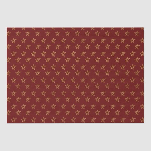 Rode gouden sterren schitteren helder tissuepapier (Voorkant)