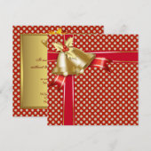 Rode Gouden Stip Kerstfeest Kaart (Voorkant / Achterkant)