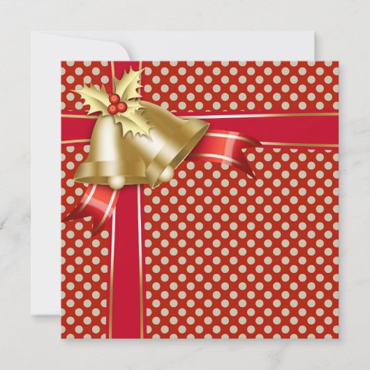 Rode Gouden Stip Kerstfeest Kaart (Voorkant)