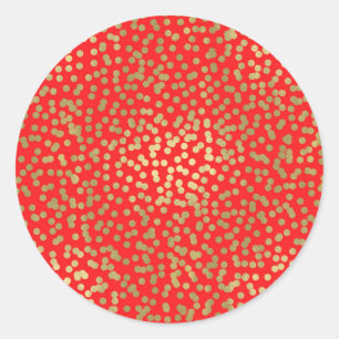 Rode & Gouden Stippen Confetti Elegante Chic Glam  Ronde Sticker