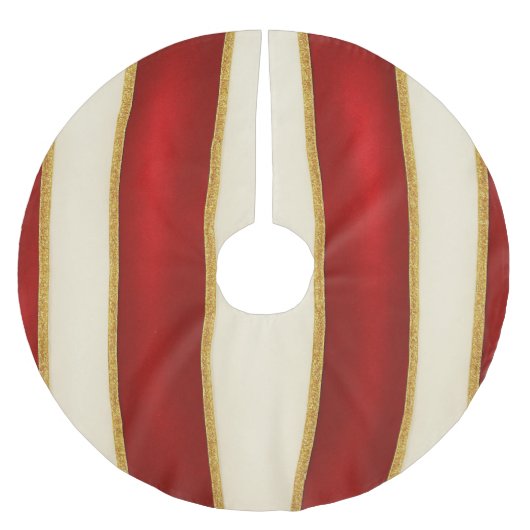 Rode Gouden Streeppatroon – Modern Kerstmis Kerstboom Rok (Voorkant)