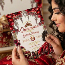 Rode Gouden Tiara Bloemachtige Quinceañera