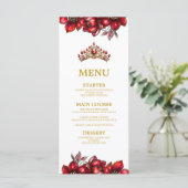 Rode Gouden Tiara Bloemrijke Quinceañera  Menu (Staand voorkant)