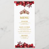 Rode Gouden Tiara Bloemrijke Quinceañera  Menu (Voorkant)