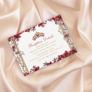 Rode Gouden Tiara Bloemstuk Quinceañera Informatiekaartje