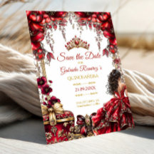 Rode Gouden Tiara Bloemstuk Quinceañera