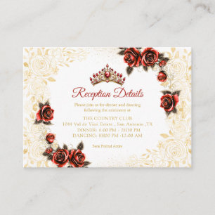 Rode Gouden Tiara Rozen Quinceañera Informatiekaartje