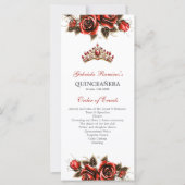 Rode Gouden Tiara Rozen Quinceañera Programma (Voorkant)