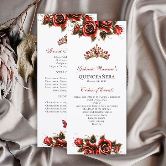 Rode Gouden Tiara Rozen Quinceañera Programma