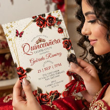 Rode Gouden Tiara Rozen Vlinder Quinceañera