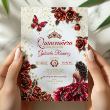 Rode Gouden Tiara Rozen Vlinder Quinceañera