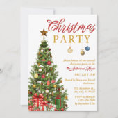 Rode gouden traditionele kerstfeest met bomen kaart (Voorkant)