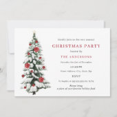 Rode gouden traditionele kerstfeest met bomen kaart (Voorkant)