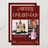 Rode & Gouden Traditionele Stijl Foto Kerstkaart (Voorkant / Achterkant)