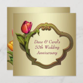 Rode Gouden Tulp 50ste Huwelijksjubileum Kaart (Voorkant / Achterkant)