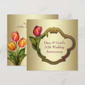 Rode Gouden Tulp 50ste Huwelijksverjaardag Kaart (Voorkant / Achterkant)