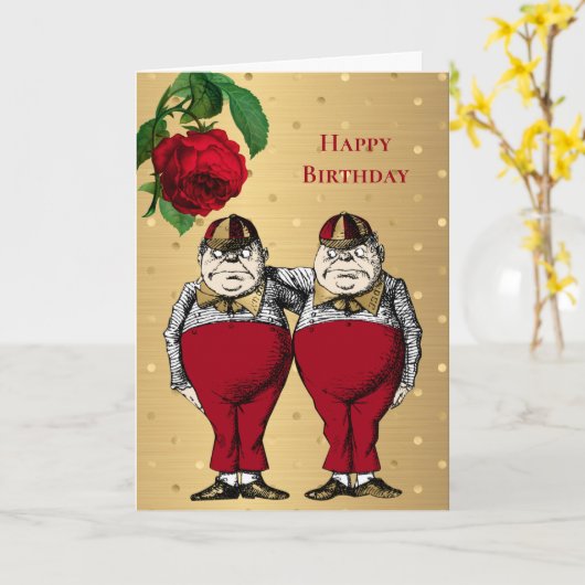  Rode Gouden Tweedles Verjaardag Kaart (Gele Bloem)